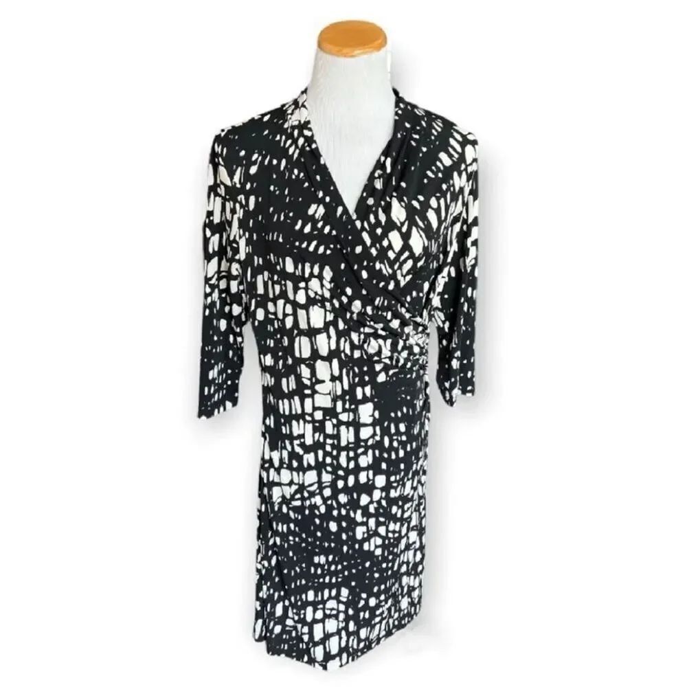 Womens Coldwater Creek Abstract Wrap Shift Dress - Sz M 10/12